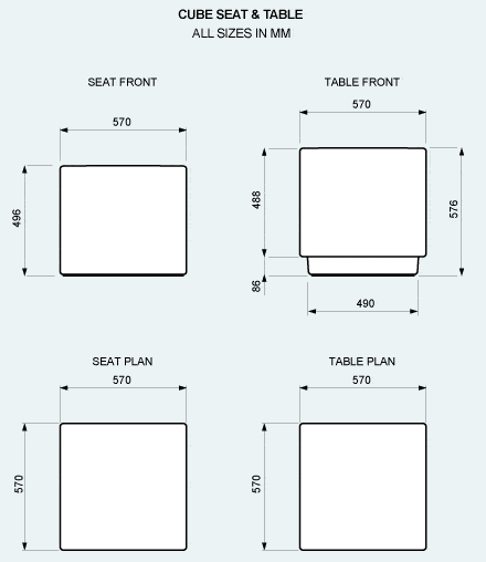 Specification - Cube seat & table